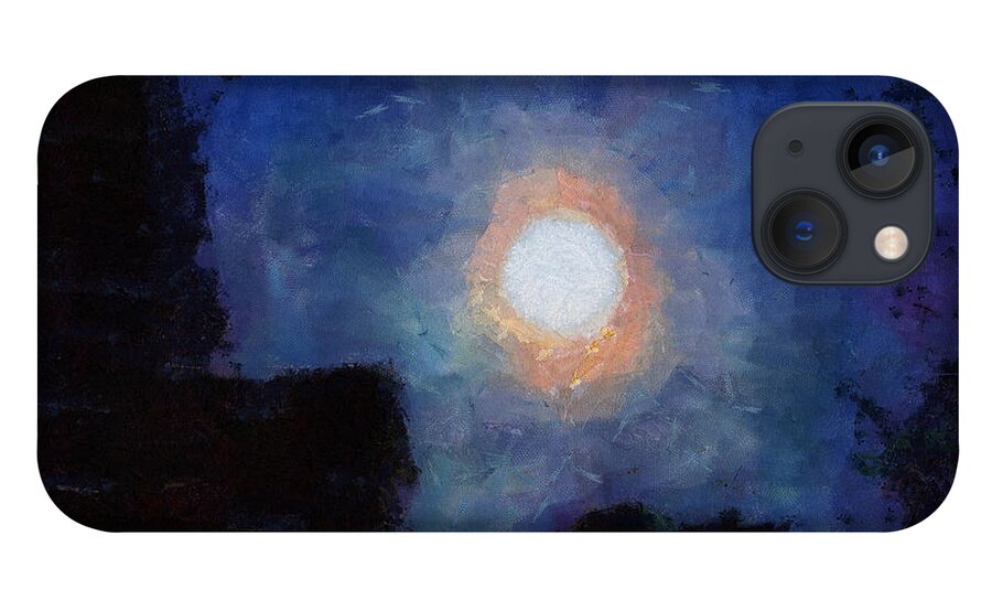 Moon iPhone 13 Case featuring the mixed media Moonscape by Christopher Reed