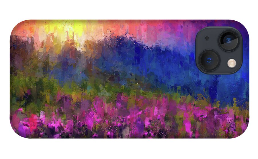 Mountain iPhone 13 Case featuring the painting Mountain sunset by Vart Studio