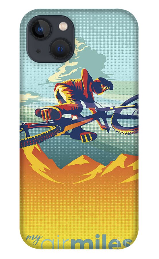 Mountain Bike Art iPhone 13 Case featuring the painting My Air Miles by Sassan Filsoof