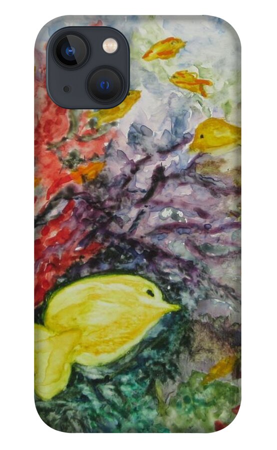 Watercolor iPhone 13 Case featuring the painting My World by Paula Pagliughi