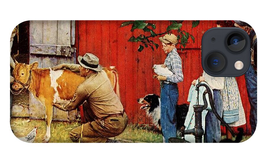 Cow iPhone 13 Case featuring the painting Norman Rockwell Visits A County Agent by Norman Rockwell