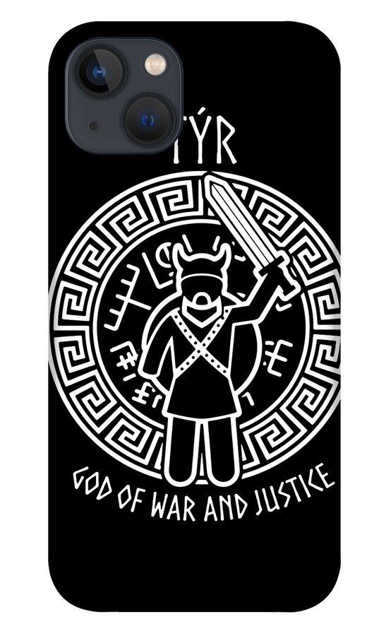 Tyr Gift iPhone 13 Case featuring the digital art Norse Mythology Gift Nordic Gods Goddesses Tyr for Scandanvian Viking Warriors by Martin Hicks