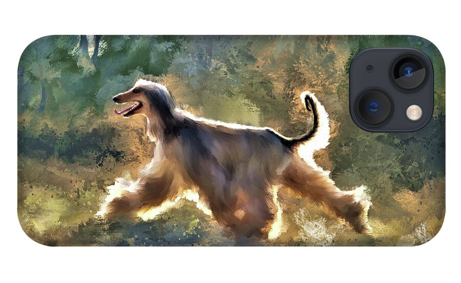 Afghan Hound iPhone 13 Case featuring the digital art On the Move by Diane Chandler