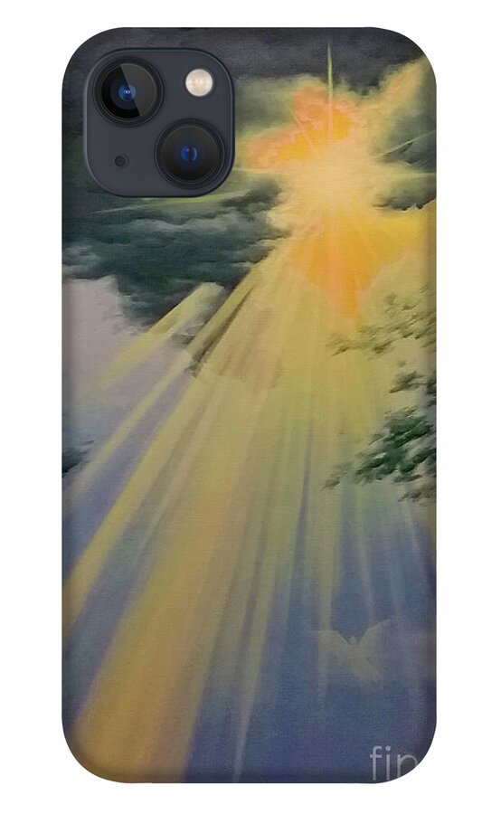 Prophetic iPhone 13 Case featuring the painting Out of Darkness HIS Light Shall Shine by Cheryl Fecht