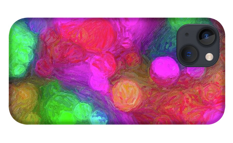 Bokeh iPhone 13 Case featuring the digital art Painted Bokeh Impasto Pinkish Purple by Don Northup