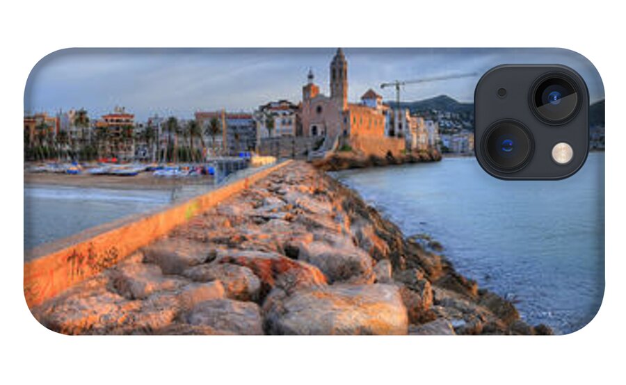 Catalonia iPhone 13 Case featuring the photograph Panorama Of Sitges At Sunrise by Richard Fairless