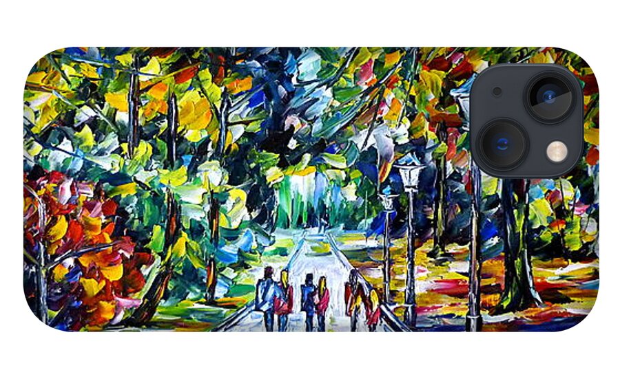 Park In Scotland iPhone 13 Case featuring the painting People In The Park by Mirek Kuzniar