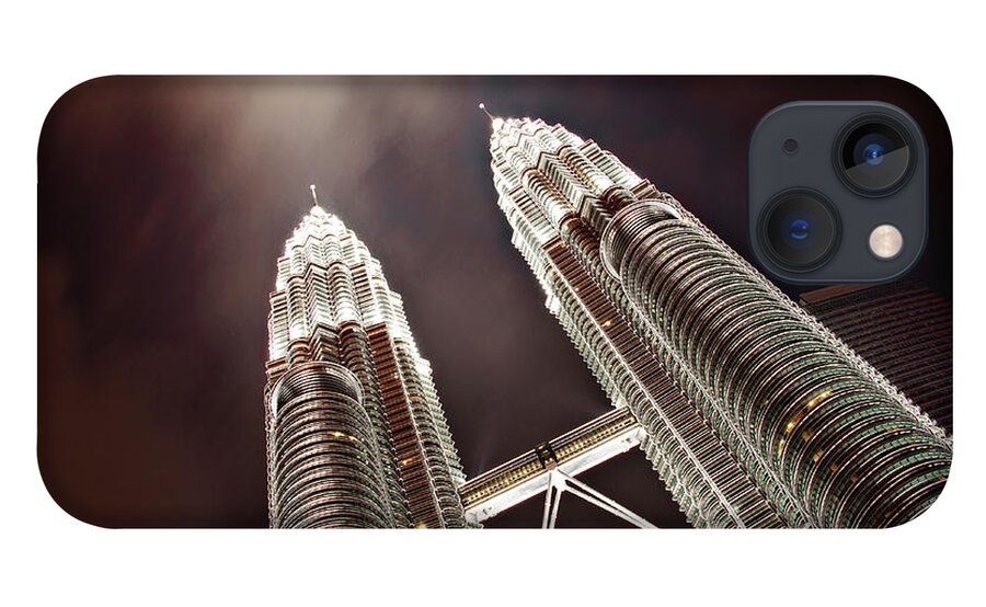 Directly Below iPhone 13 Case featuring the photograph Petronas Towers by Smerindo schultzpax