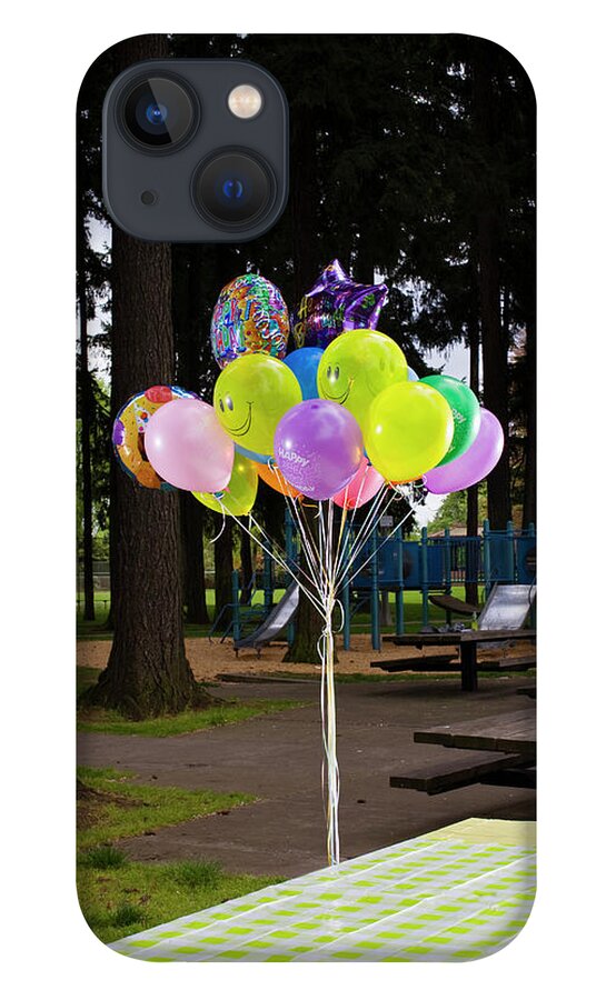 Celebration iPhone 13 Case featuring the photograph Picnic Table With Ballons by Todd Warnock