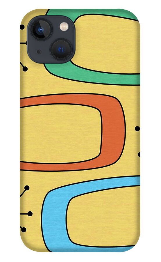Mid Century Modern iPhone 13 Case featuring the digital art Pods by Donna Mibus