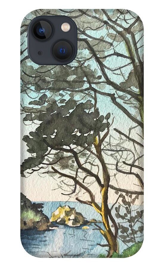 Carmel iPhone 13 Case featuring the painting Point Lobos View by Luisa Millicent