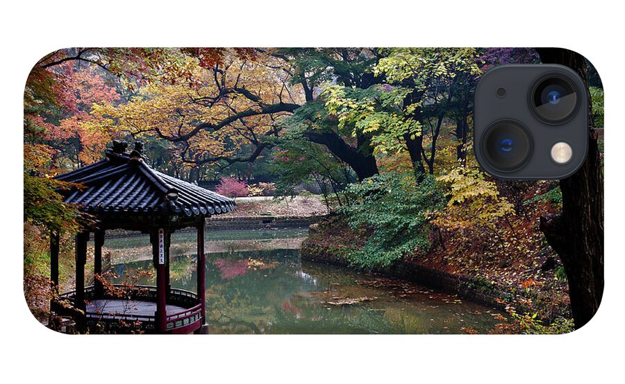 Tranquility iPhone 13 Case featuring the photograph Pond And Autumn Foliage by Sungjin Kim