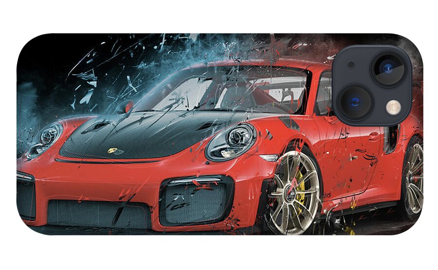 Porche iPhone 13 Case featuring the digital art Porsche 911 GT2 by Pheasant Run Gallery