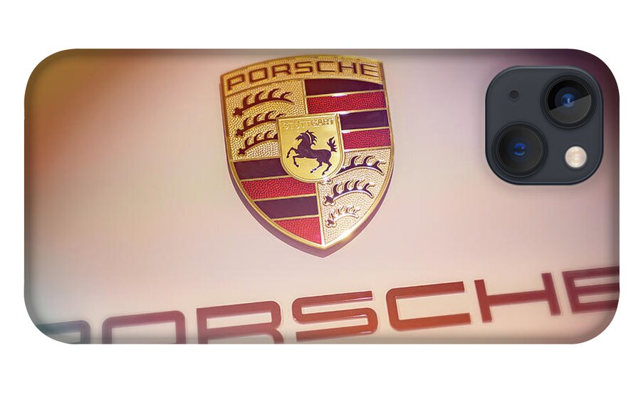 Porsche Logo iPhone 13 Case featuring the photograph Porsche Car Emblem Angled by Stefano Senise
