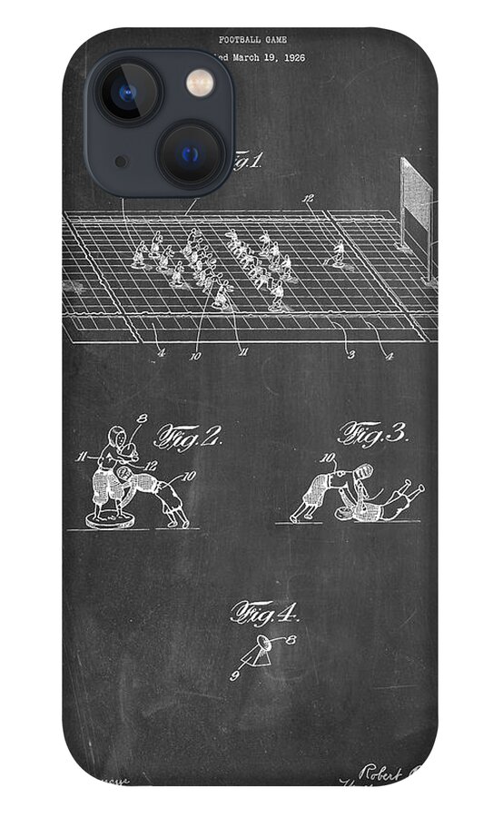 Pp142- Chalkboard Football Board Game Patent Poster iPhone 13 Case featuring the digital art Pp142- Chalkboard Football Board Game Patent Poster by Cole Borders