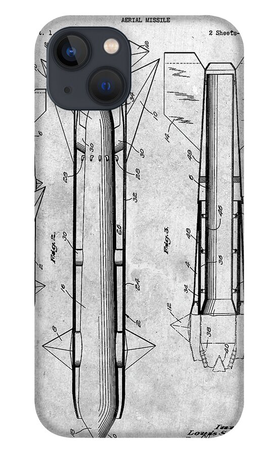 Pp384-slate Aerial Missile Patent Poster iPhone 13 Case featuring the digital art Pp384-slate Aerial Missile Patent Poster by Cole Borders