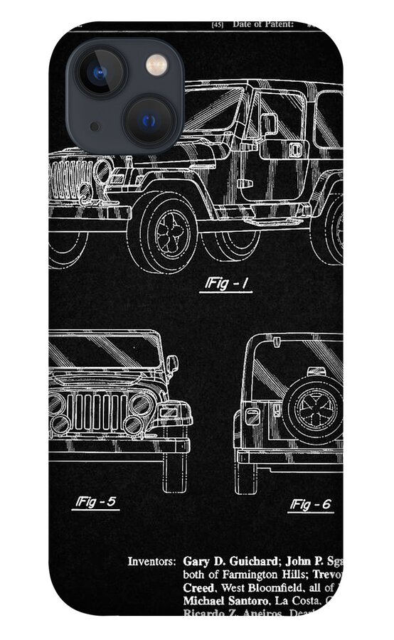 Pp899-vintage Black Jeep Wrangler 1997 Patent Poster iPhone 13 Case by Cole  Borders - Pixels
