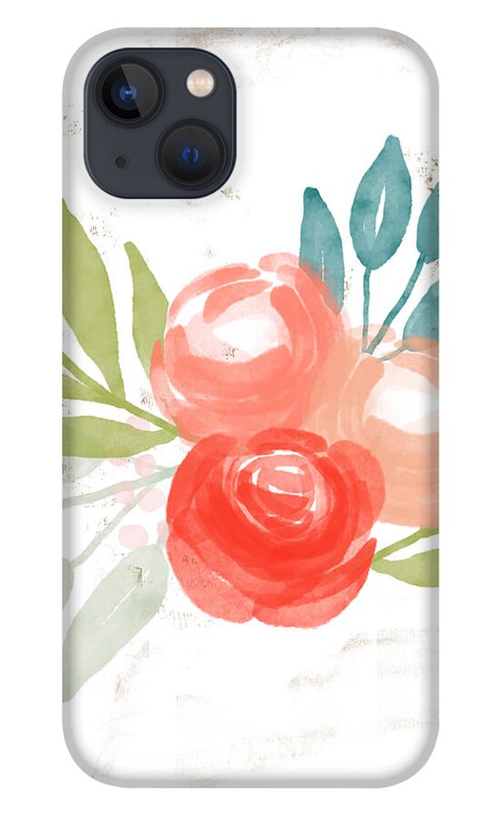 Roses iPhone 13 Case featuring the mixed media Pretty Coral Roses - Art by Linda Woods by Linda Woods