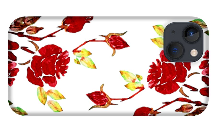 Pretty iPhone 13 Case featuring the painting Pretty Red Rose Watercolor Transparent Background YOU CHOOSE THE COLOR for Cups by Delynn Addams