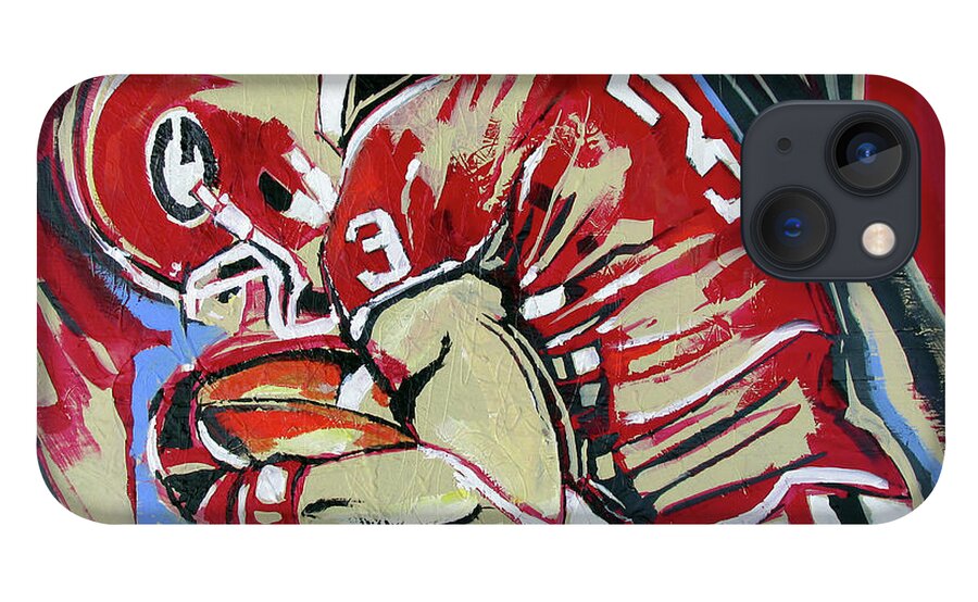 Uga Football iPhone 13 Case featuring the painting Protect The Ball by John Gholson