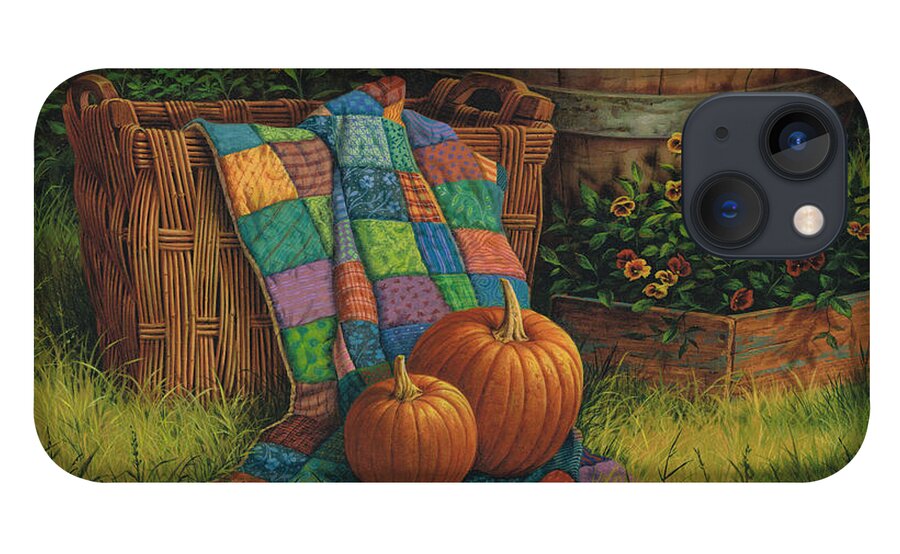 Michael Humphries iPhone 13 Case featuring the painting Pumpkins and Patches by Michael Humphries