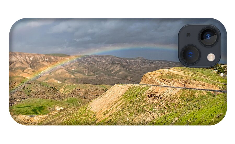 Hot iPhone 13 Case featuring the photograph Rainbow in the Judean Desert 2 by Roberta Kayne