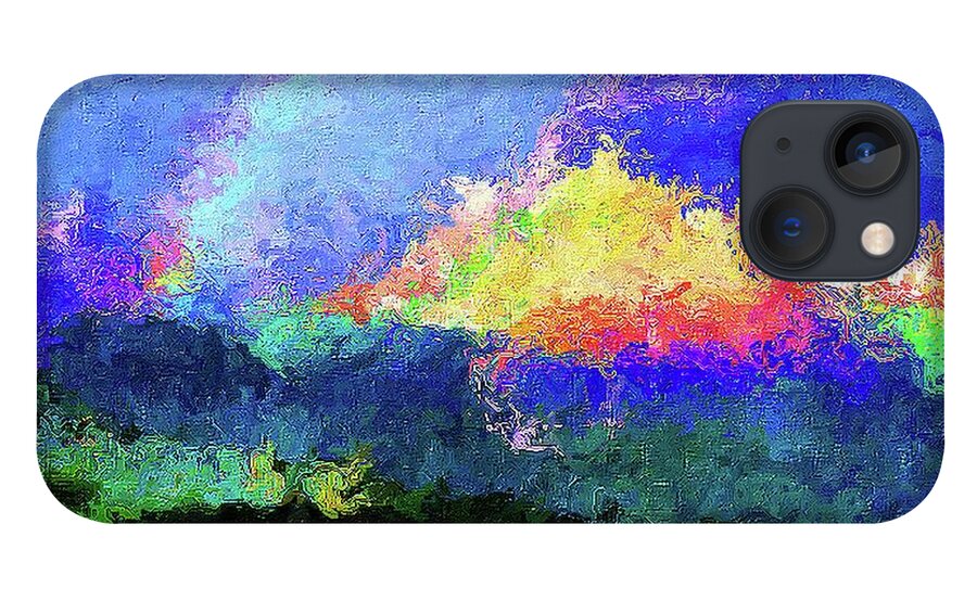 Landscape iPhone 13 Case featuring the mixed media Rainbow Mountain - Breaking the Gridlock of Hate Number 5 by Aberjhani