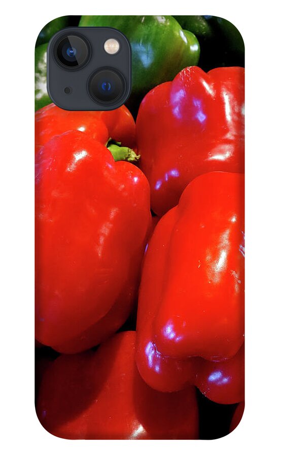 Peppers iPhone 13 Case featuring the photograph Red and Green Bell Peppers by Linda Stern