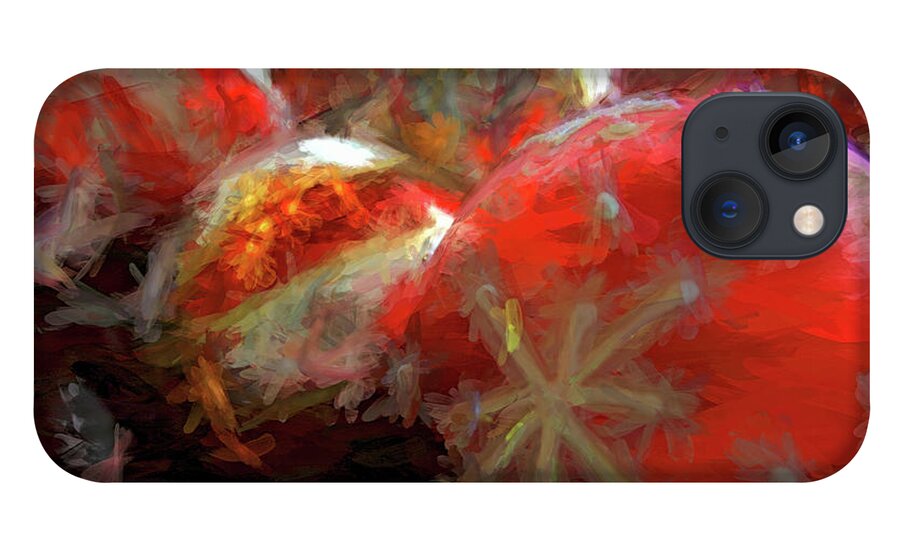 Red iPhone 13 Case featuring the digital art Red Christmas Balls by Barry Wills