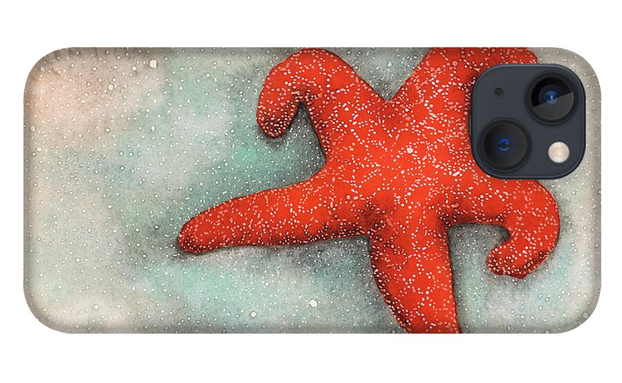 Asteroidea iPhone 13 Case featuring the painting Red Sea Star by Hilda Wagner