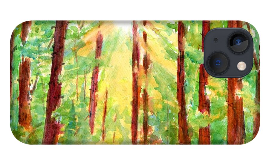 Redwoods iPhone 13 Case featuring the painting Redwoods and Sunshine by Carlin Blahnik CarlinArtWatercolor