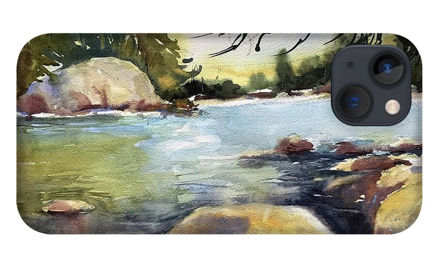 Landscape iPhone 13 Case featuring the painting Rocking the River by Judith Levins