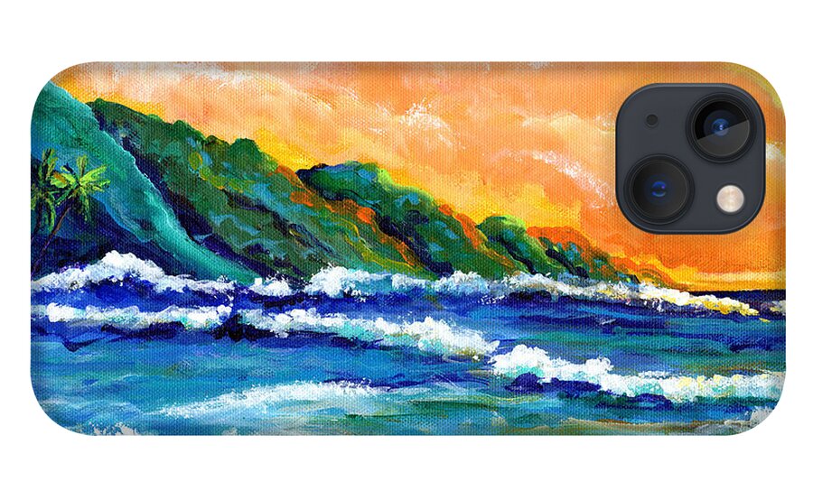 Kauai iPhone 13 Case featuring the painting Romantic Kauai Sunset by Marionette Taboniar