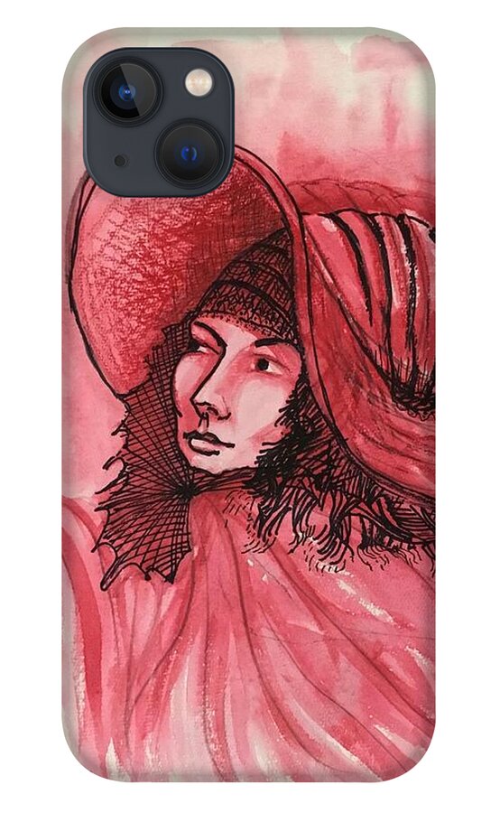 Ricardosart37 iPhone 13 Case featuring the painting Ruby Red Resolve by Ricardo Penalver deceased