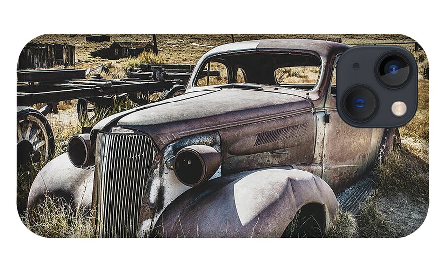 Bodie iPhone 13 Case featuring the photograph Rusty Coupe by Gary Geddes