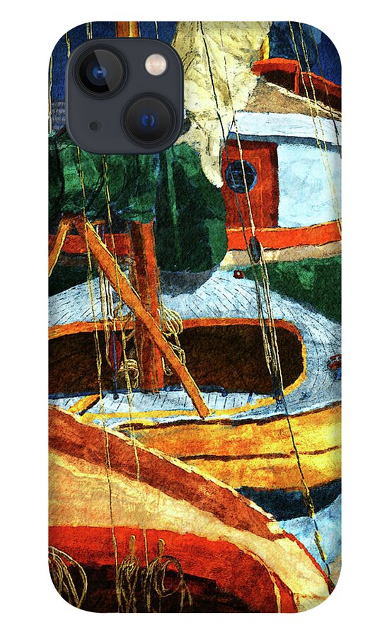 Sailboats iPhone 13 Case featuring the digital art Sailboats by Ken Taylor