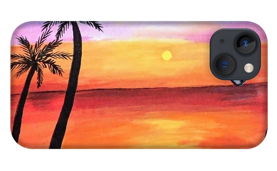 Canvas iPhone 13 Case featuring the painting Scenary by Aswini Moraikat Surendran