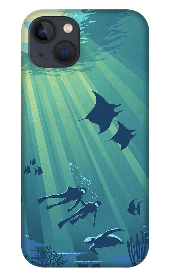 Scuba iPhone 13 Case featuring the painting Scuba Dive by Sassan Filsoof