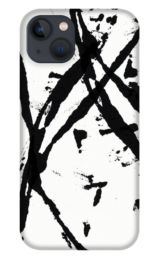 Abstract iPhone 13 Case featuring the painting Shadow Abstract 1- Art by Linda Woods by Linda Woods