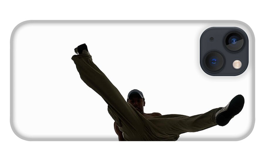 White Background iPhone 13 Case featuring the photograph Silhouette Of Male Breakdancer by John Lamb