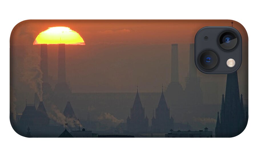 Tranquility iPhone 13 Case featuring the photograph Silhouettes Of Chimneys And Spires by James Burns