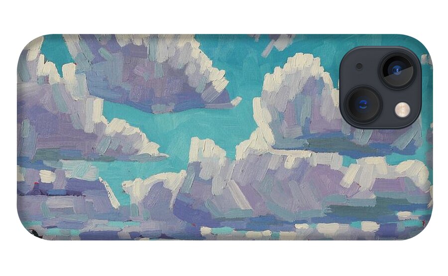 2277 iPhone 13 Case featuring the painting Singleton Summer Clouds by Phil Chadwick