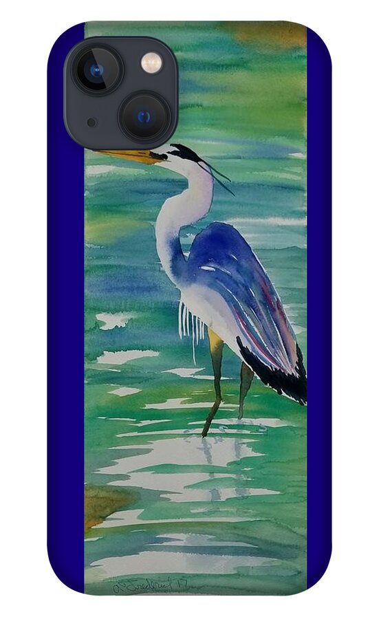 Blue Heron iPhone 13 Case featuring the painting Sir Blue by Ann Frederick