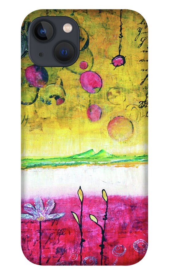 Whimsical iPhone 13 Case featuring the painting Sitting On The Edge Of Eternity by Winona's Sunshyne