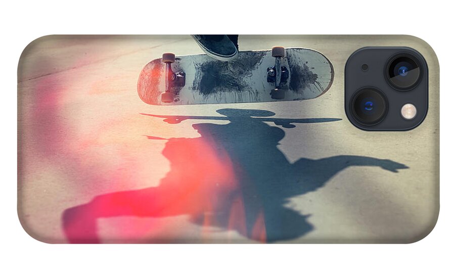 Cool Attitude iPhone 13 Case featuring the photograph Skateboarder Doing An Ollie by Devon Strong