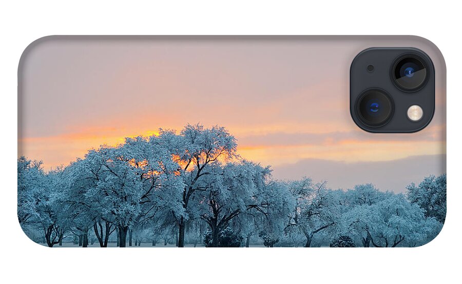 Scenics iPhone 13 Case featuring the photograph Snow Covered Trees At Sunset by Nancy Newell
