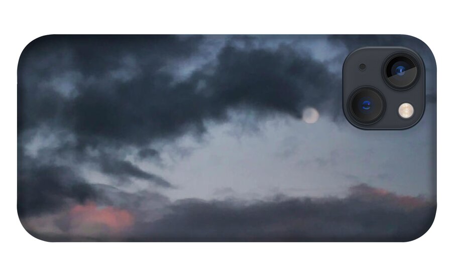 Blue iPhone 13 Case featuring the photograph Somber Moon by Kathleen Gauthier