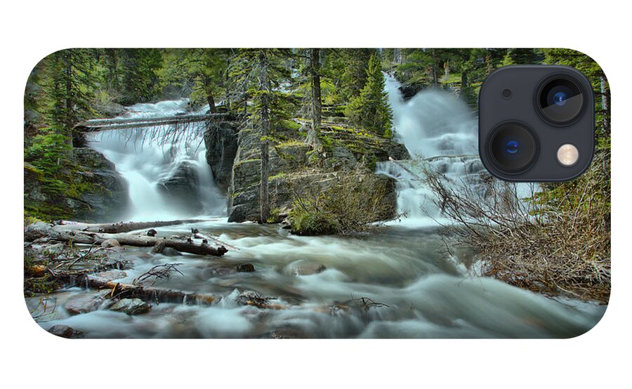 Twin Falls iPhone 13 Case featuring the photograph Springtime At Glacier Twin Falls by Adam Jewell