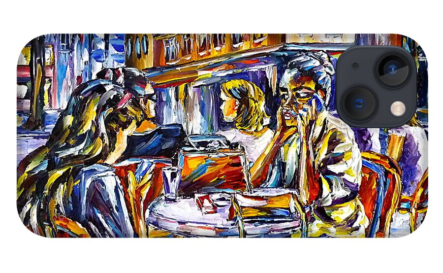 Paris Lovers iPhone 13 Case featuring the painting Street Cafe In Paris II by Mirek Kuzniar