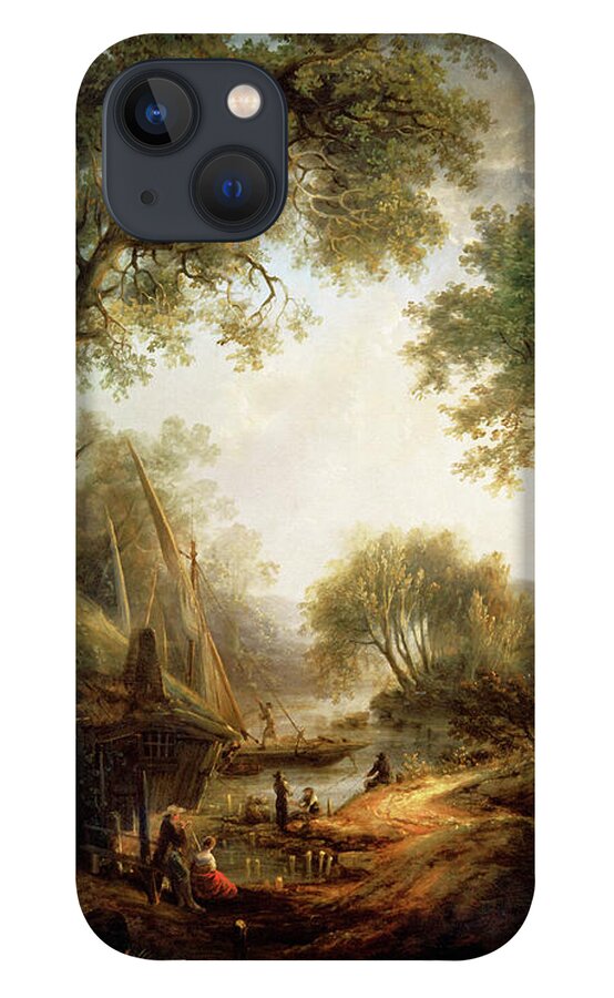 Summer Landscape iPhone 13 Case featuring the painting Summer Landscape with Water and Tall Trees by Elias Martin by Rolando Burbon